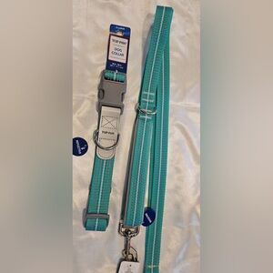 Top Paw Teal Reflective Dog Collar and Leash Set (XL)